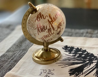 Mini Blush Pink And Gold Globe OR Mini White and Gold Globe  - Perfect for Baby Girl Nursery, Baby Shower or Girl&#39;s Travel Theme - Customize