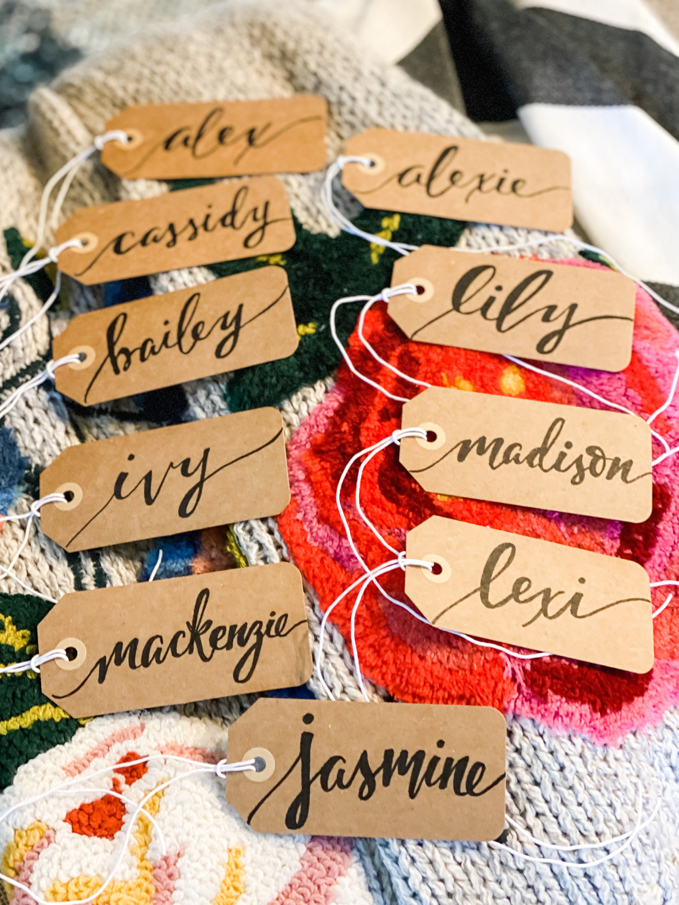 CUSTOM CALLIGRAPHY Kraft Gift Tags / Name Tags