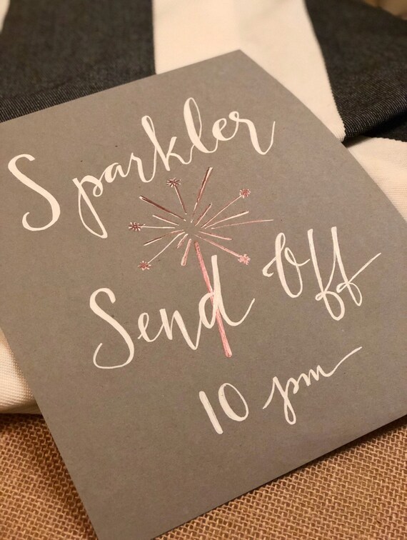 Sparkler Send Off Art Print / Gray, Black or Cream Cardstock Paper/Chalk Pen or Black Ink / frameable