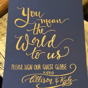 Custom Calligraphy Wedding Globe Art Print (Print Only)