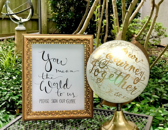 You Mean the World to Us ~ Please Sign Our Globe Art Print 5x7 or 8x10 - PRINT ONLY - (Framed print / globe in separate listings in shop)