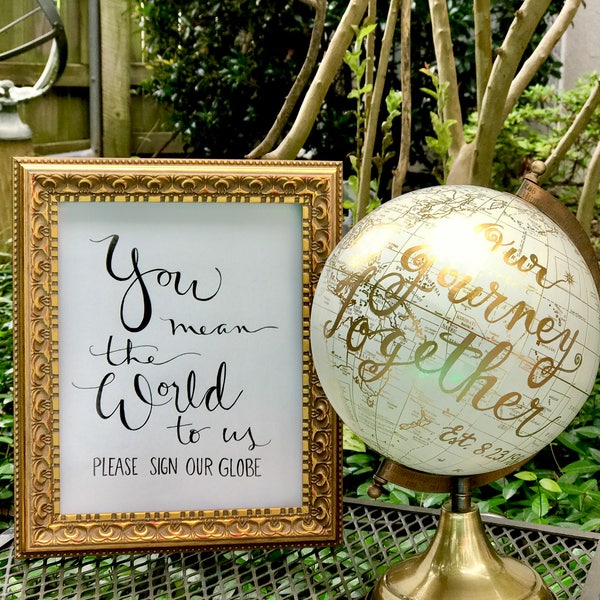 You Mean the World to Us ~ Please Sign Our Globe Art Print 5x7 or 8x10 - PRINT ONLY - (Framed print / globe in separate listings in shop)