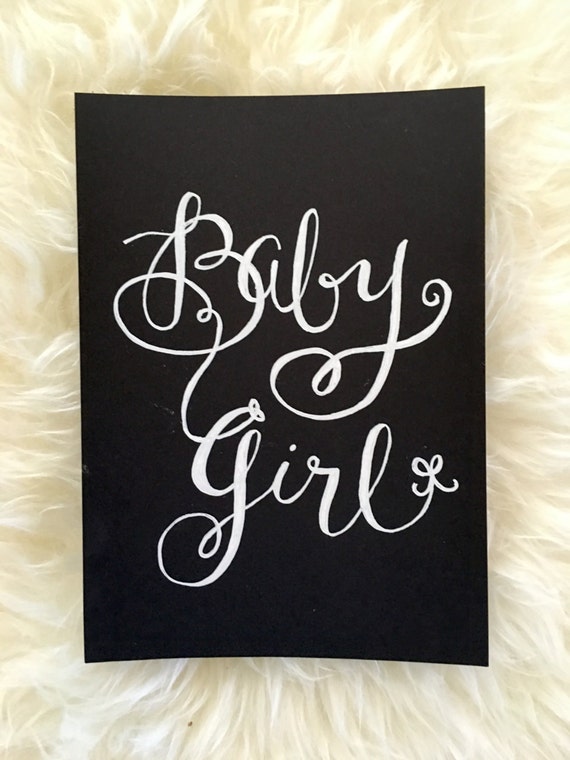 Custom Chalkboard "Baby Girl" Heavyweight Stock Paper Art Print / Suitable for Framing / Baby Girl Gift / Baby Gift /