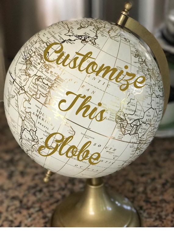 Custom Wedding Guestbook Globe / White and Gold Calligraphy Globe / Choose Custom Wording / Guestbook Globe/ Nursery Globe/ Custom Globe