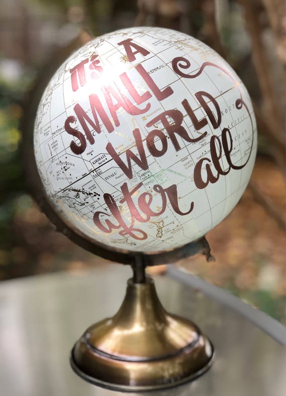 Custom Calligraphy Globe / White and Gold Calligraphy Globe / Rose Gold or other ink color / You Choose Custom Wording