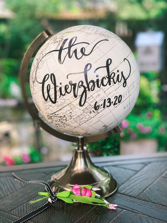 Custom Wedding Guestbook Globe / White and Gold Globe / WhiteWashed Available / Custom Globe / Wedding Guest Book/Nursery Globes