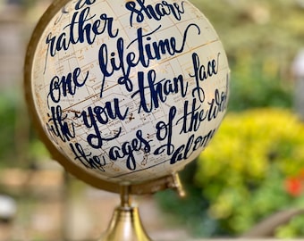 Scripture or Longer Quote Globe / Custom Wedding Guestbook Globe w/ Calligraphy / Full scripture or  long quote  / Wedding Guestbook / Globe