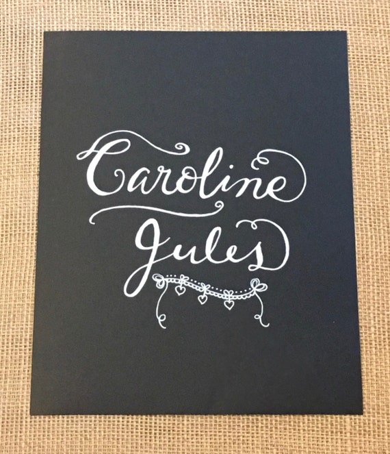 Custom Calligraphy Chalkboard Paper Art Print - Names / Custom Sayings / Gifts for Housewarmings, Birthdays, Weddings, New Baby