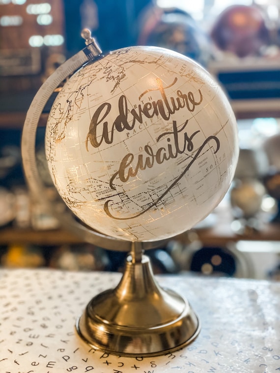 Custom Wedding Guestbook Globe / Choice of Wording / Globe Finish in White and Gold Globe or Whitewashed Options / Wedding Guestbook/Nursery