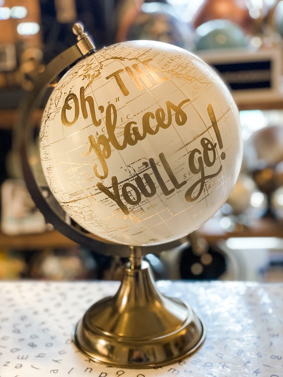 Custom Wedding Guestbook Calligraphy Globe / Choose Wording / Globe Finish in White and Gold Globe or Whitewashed  / Wedding Guestbook globe