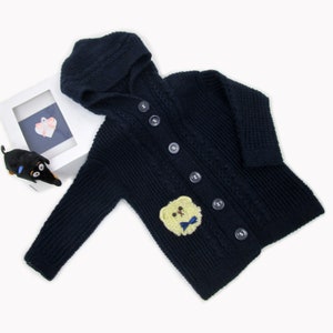 Navy Blue Hooded Cardigan - Boys and Girls  Knitted Sweater