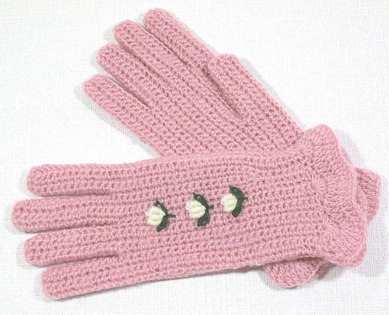 Victorian Gloves History | Victorian Accessories     Crochet Gloves For Women Pink Mohair/Wool/Acrylic  AT vintagedancer.com