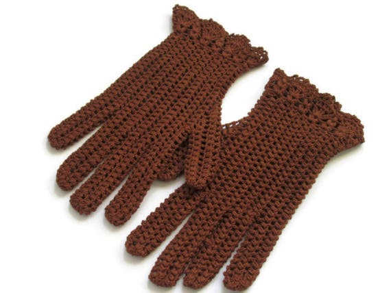 ladies brown knitted gloves