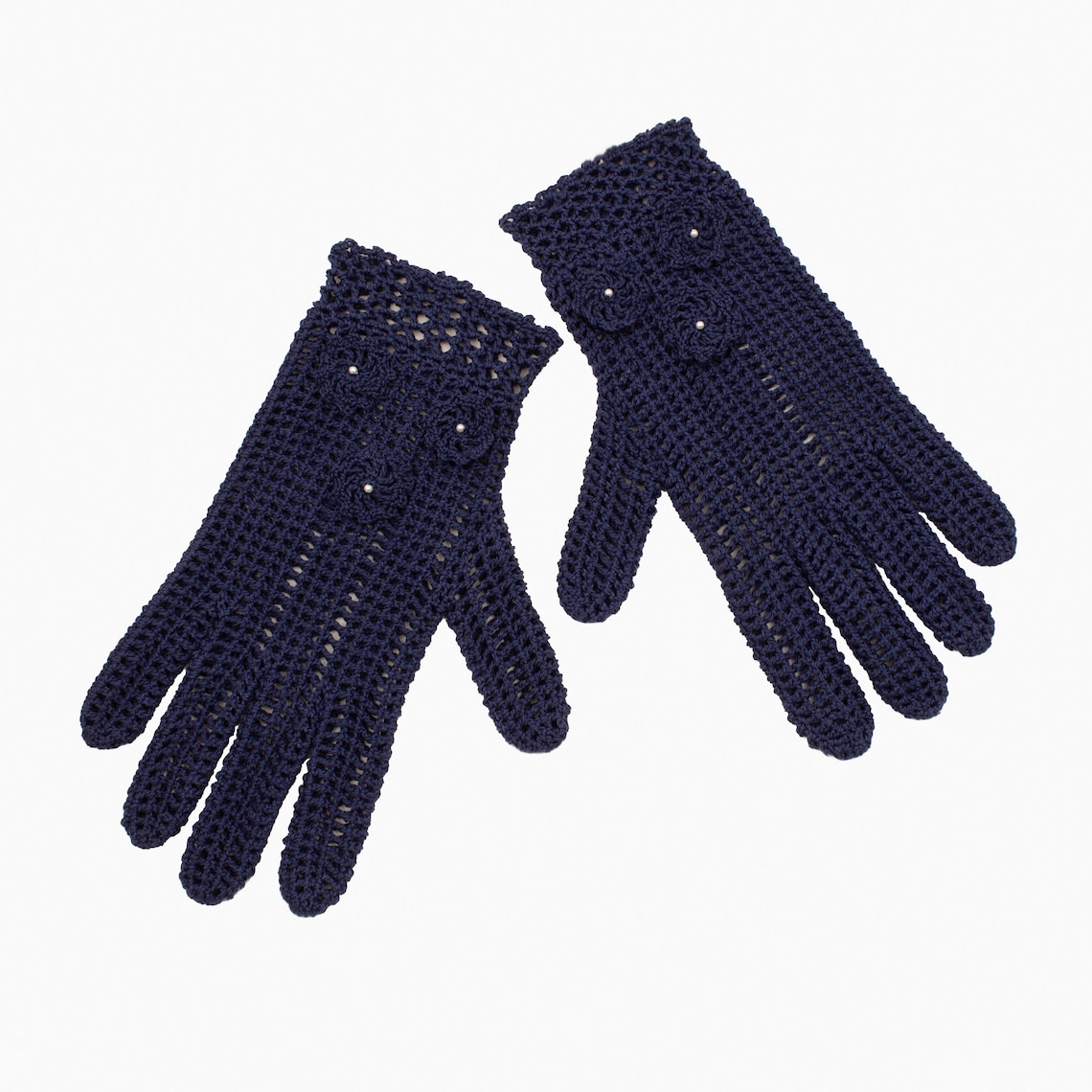 Navy blue lace summer gloves for women Etsy
