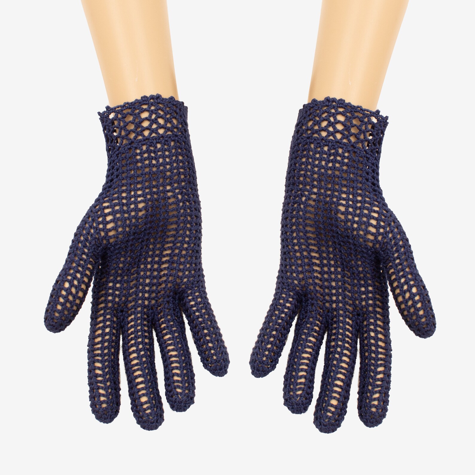 Navy blue lace summer gloves for women Etsy