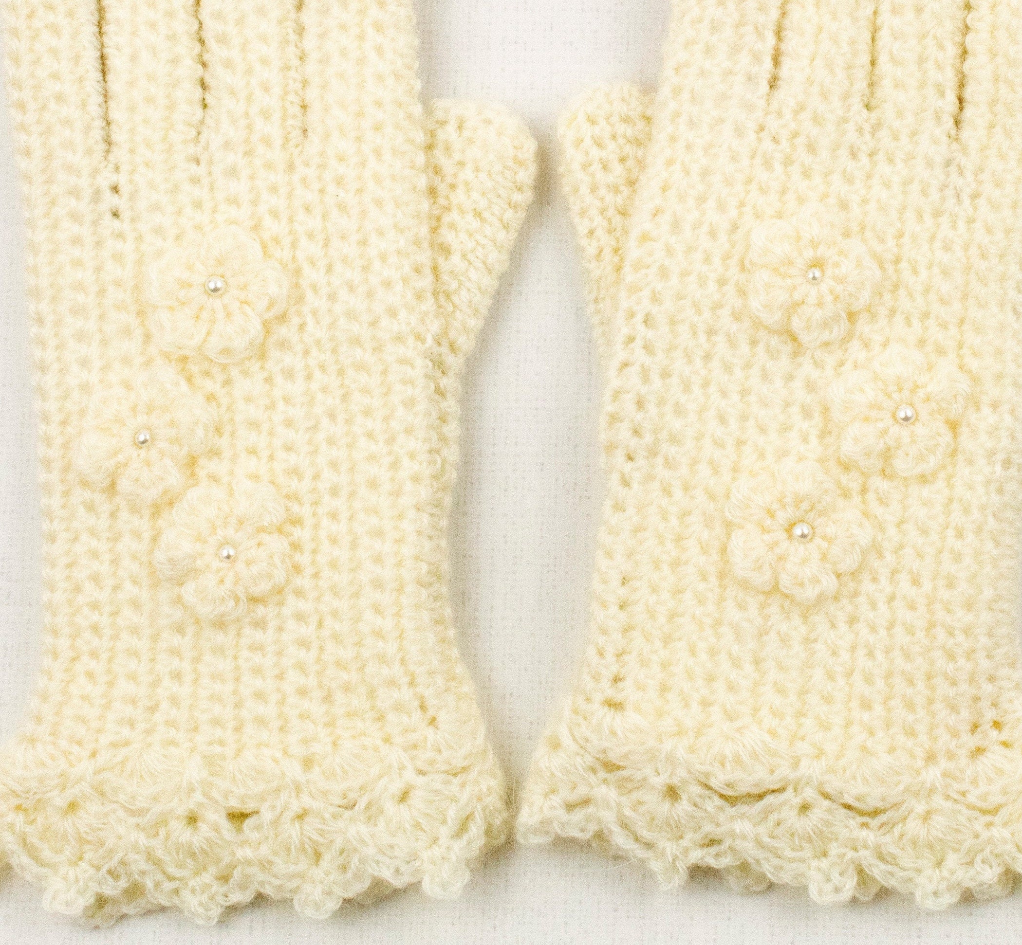 White Winter Gloves For Women Knitted Arm Warmers Etsy