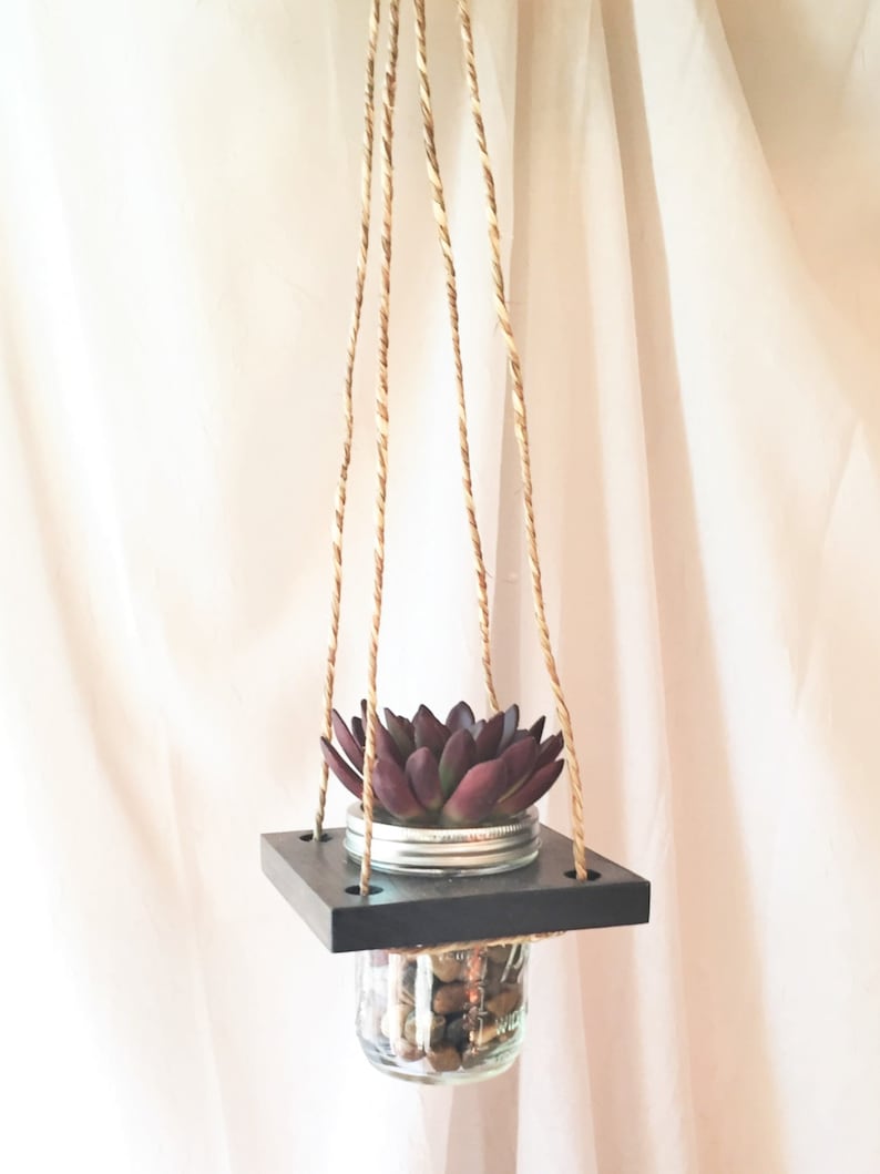 Mason Jar Hanging Planter//candle Holder Etsy