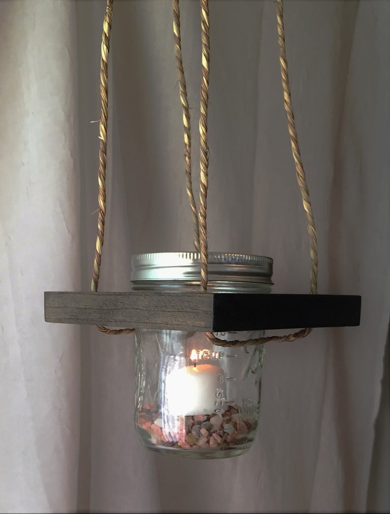 Mason Jar Hanging Planter//candle Holder Etsy