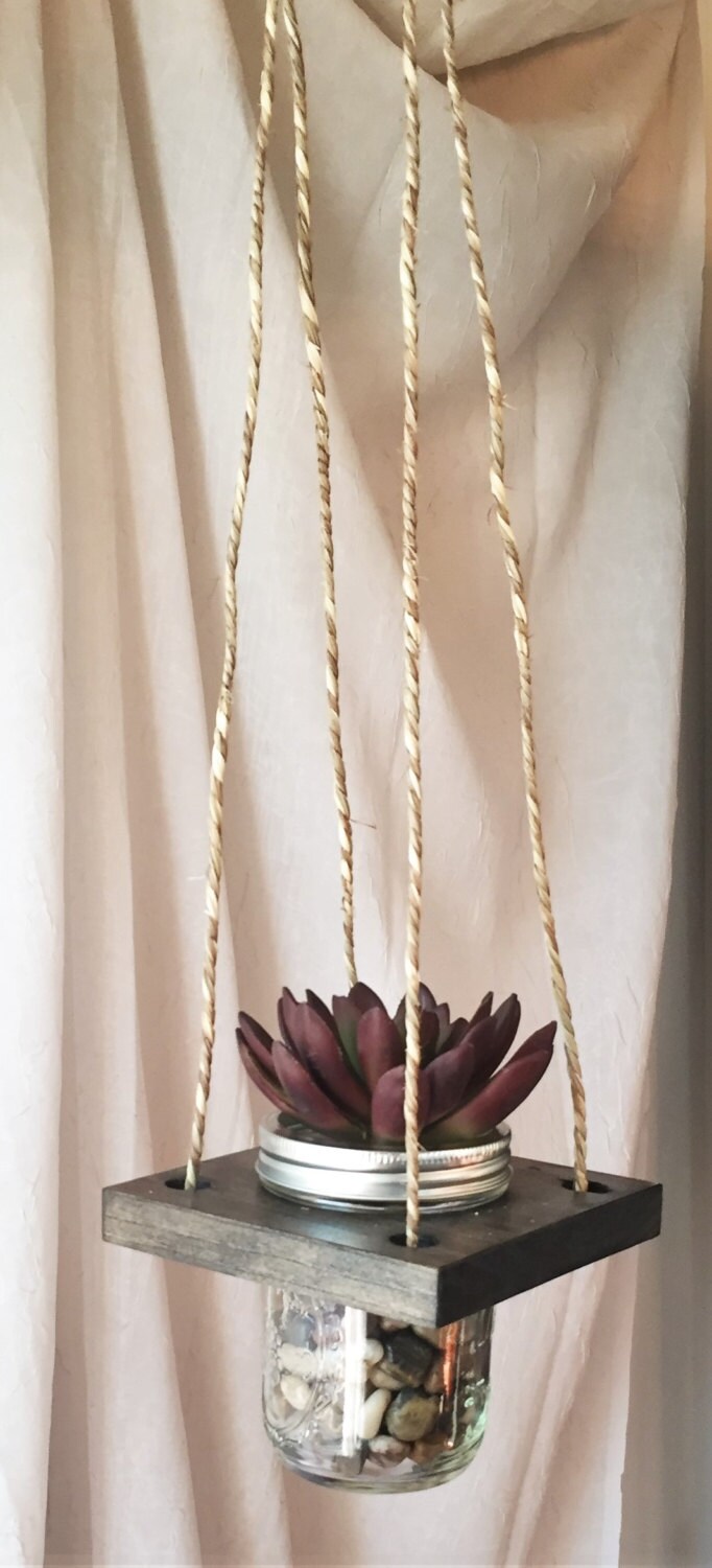 Mason Jar Hanging Planter//candle Holder Etsy