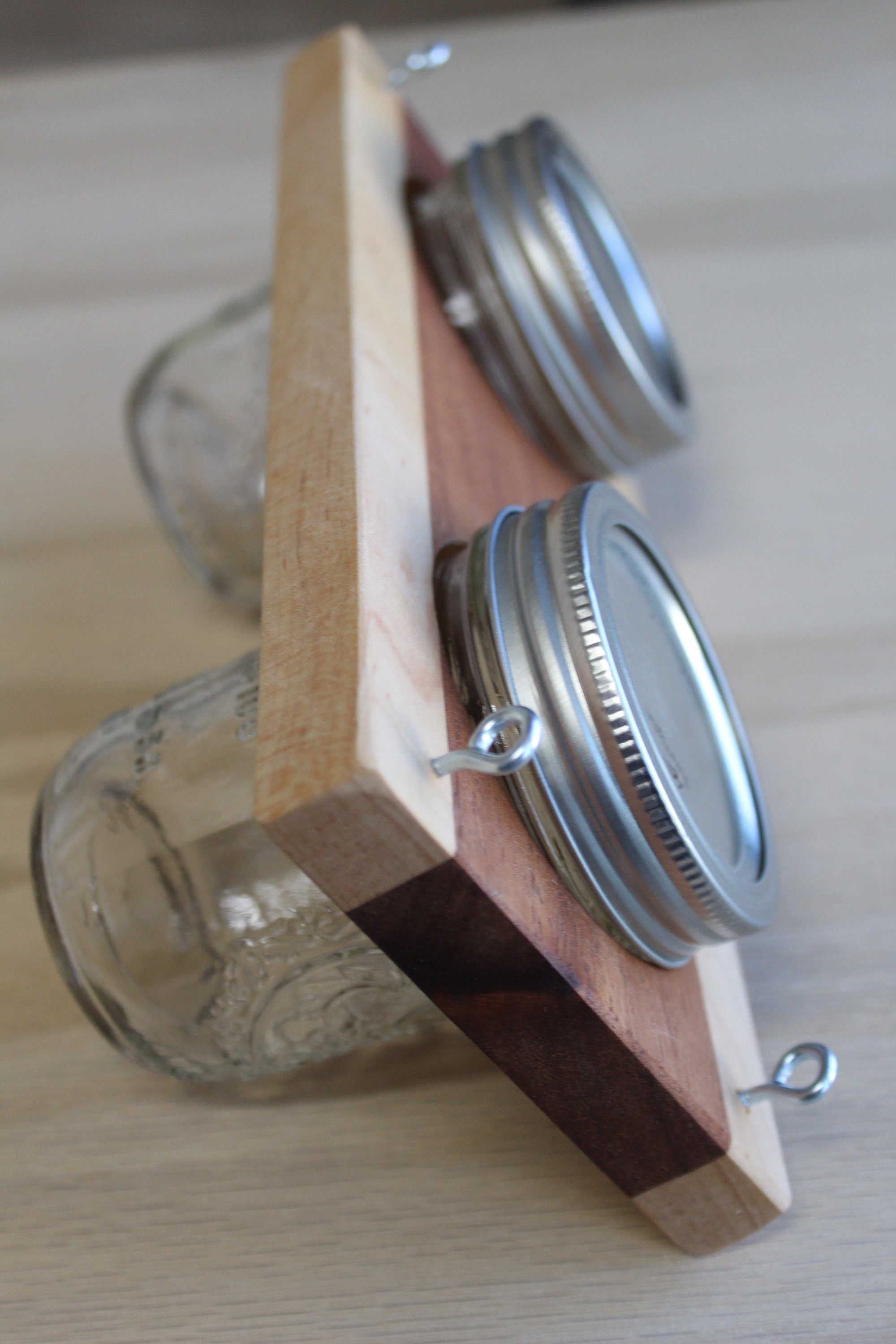 Maple and Cherry Horizontal Mason Jar Hanger