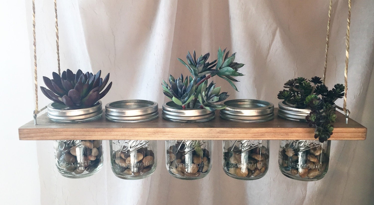 Horizontal Hanging Mason Jar Planter//storage//decoration Etsy