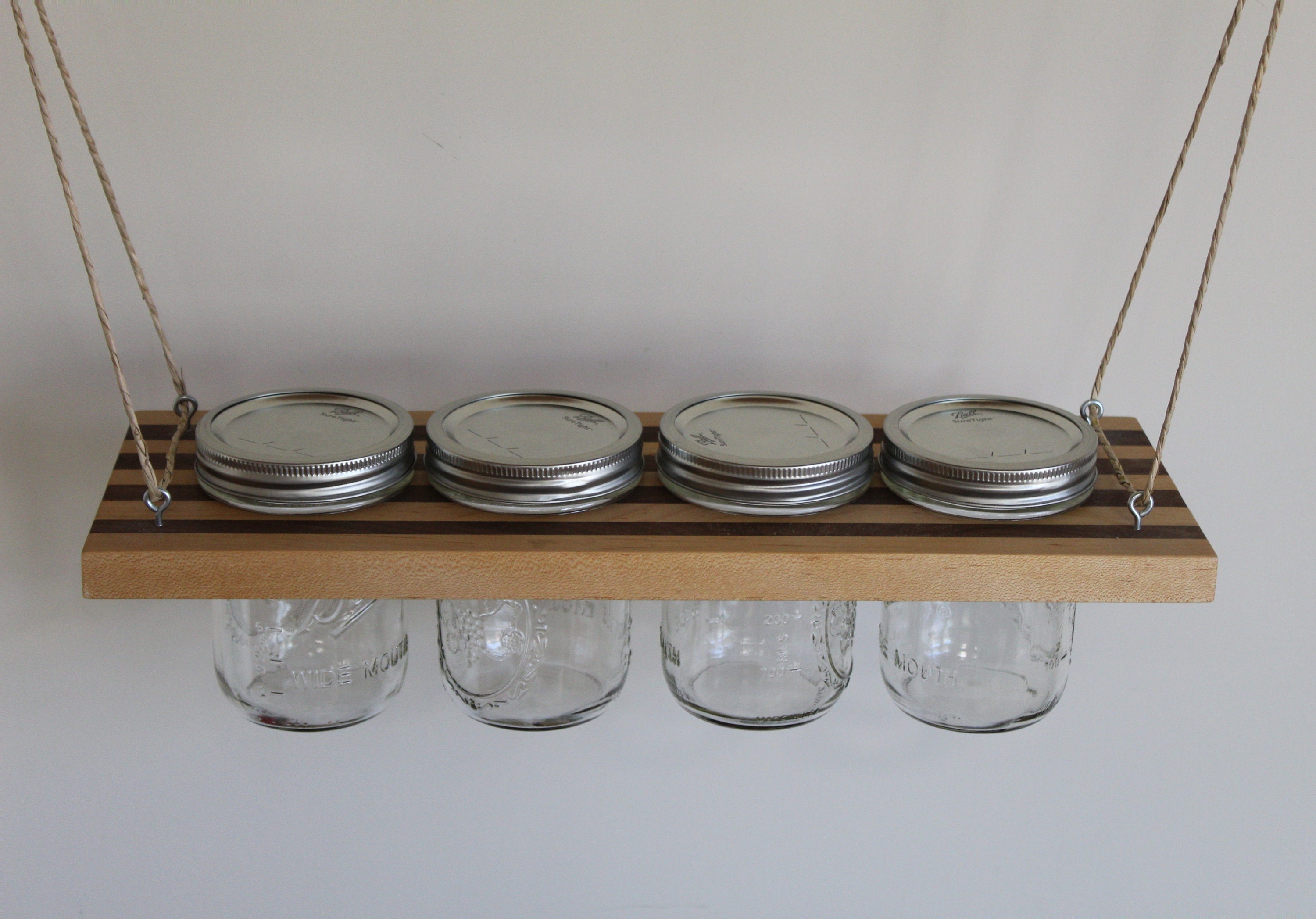 Hanging Mason Jar Hanger Made of Walnut and Maple