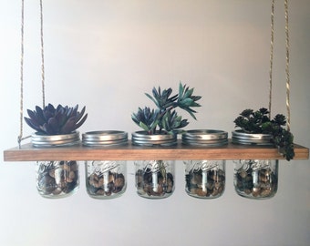 Horizontal Hanging Mason Jar Planter//Storage//Decoration