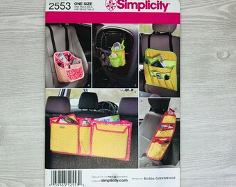 Simplicity 2553 NEW & UNCUT Sewing Pattern for Organizers: Swing Away, Back Seat, Side Seat, Cargo, Cell Phone Holder