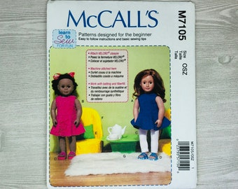McCall's M7105 Beginner Sewing Pattern for 18" Doll Clothes