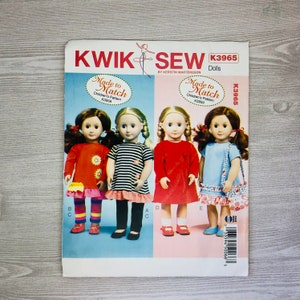 Kwik Nähen K3965 Schnittmuster für 18" Puppenkleidung