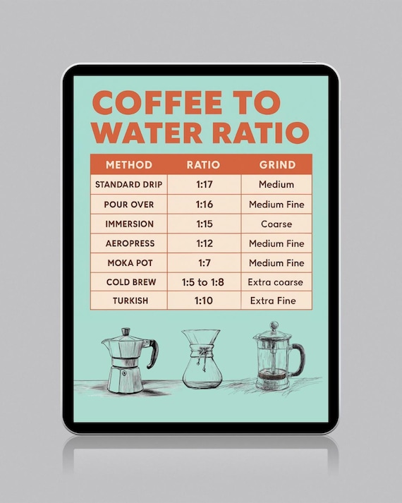 Coffee Brewing Ratio Chart Print, Home Barista Guide (PDF JPG) - Etsy Israel