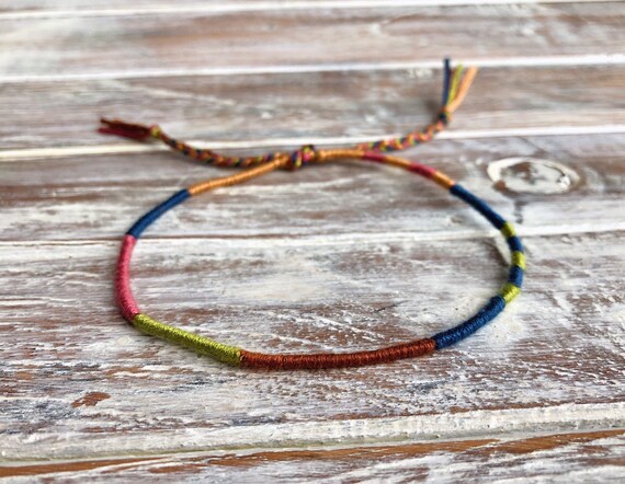 Friendship Bracelet / Anklet Woven Anklet Threaded Bracelet Surfer Jewelry  String Ankle Bracelet Unisex Anklet Everyday Anklet 