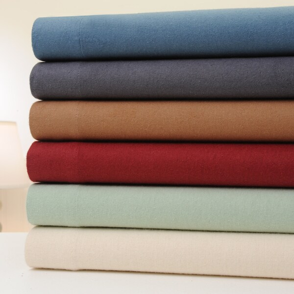 Bibb Home Extra Soft Deep Pocket Solid Flannel Sheet Set - 6 Colors