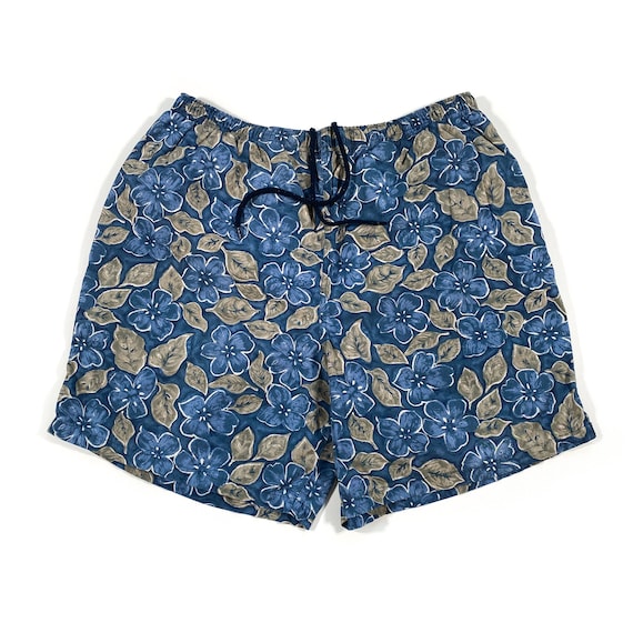 Vintage Floral Swim Trunks 90s flower shorts 90s … - image 1