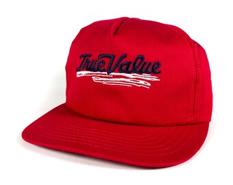 vintage True Value Hat 80s True Value cap True Value chapeau de camionneur made in usa trucker rouge True Value chapeau de bois home improvement hat magasin d’outils