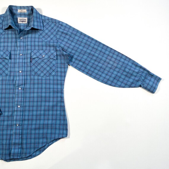 Vintage Levis Pearl Snap Shirt Plaid Shirt 80s Le… - image 7