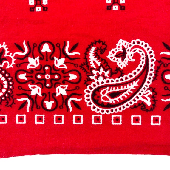 Vintage Red Paisley Bandana 80s fast color bandan… - image 5