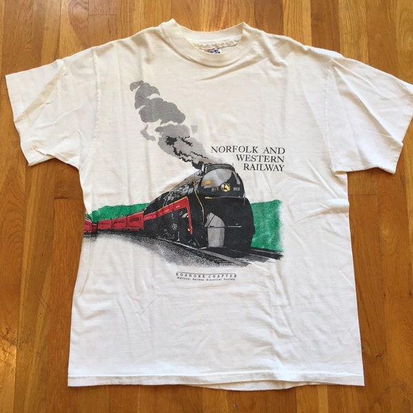 Vintage Norfolk and Western Railway tshirt size XL train railroad roanoke chapter national railway historical society RHS