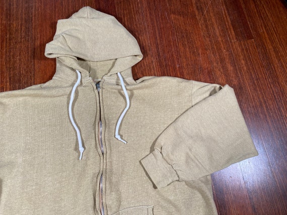 Vintage Plain Tan Hoodie 60s plain hoodie blank zi