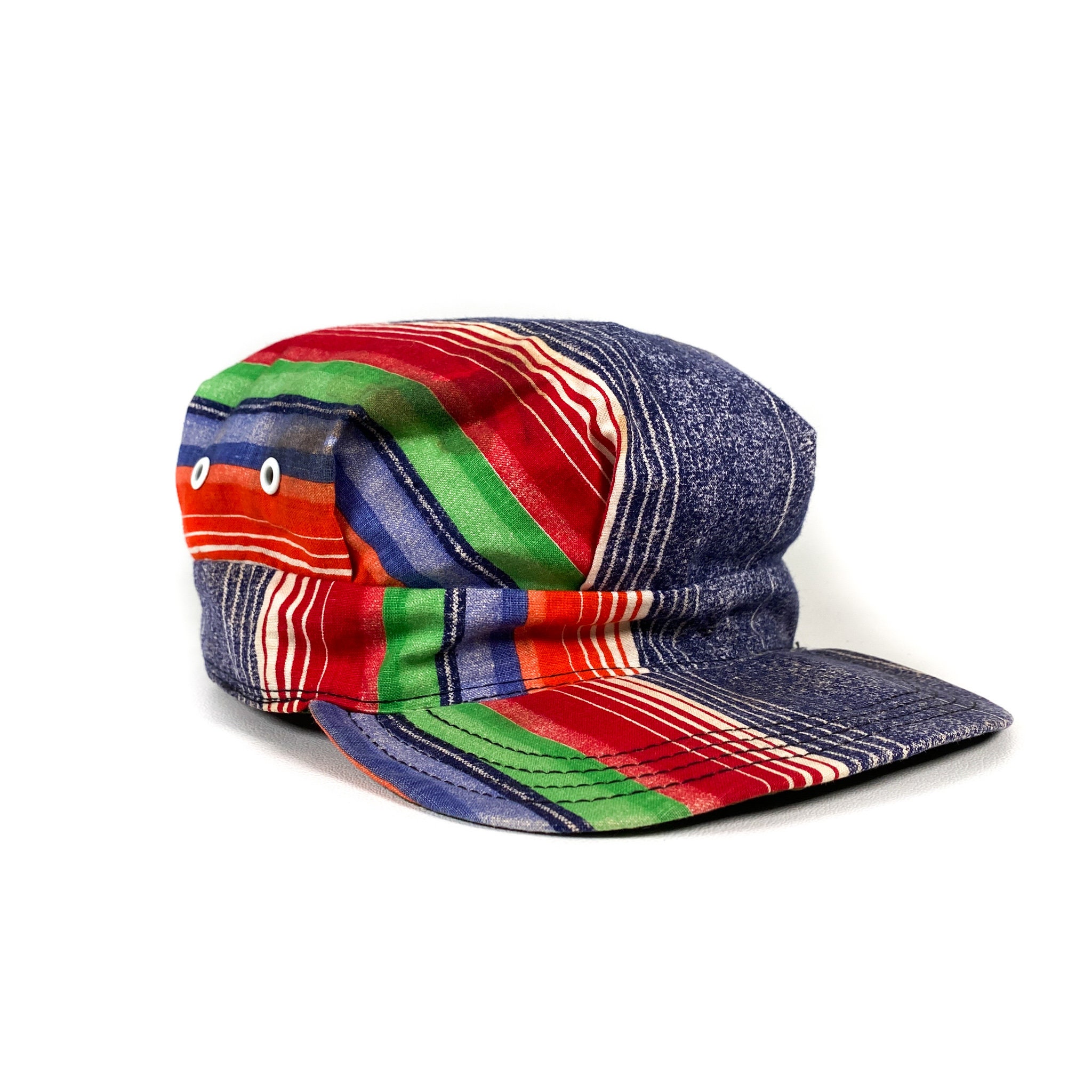 Vintage Striped Conductor Hat 90s 