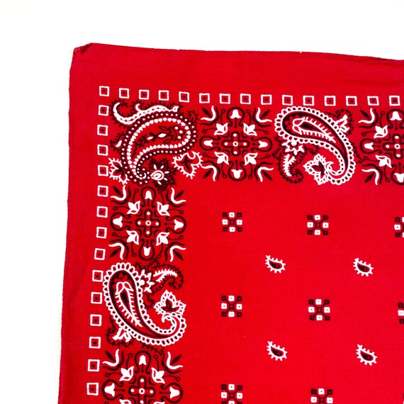 Vintage Red Paisley Bandana 80s fast color bandana 80… Gem