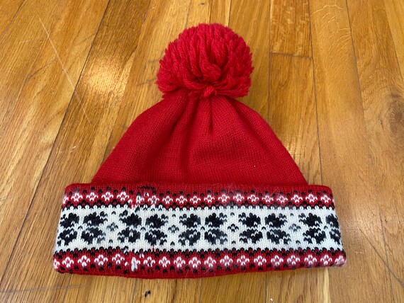 Vintage winter beanie vintage snowflake beanie pom