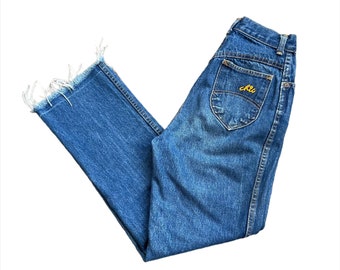 Vintage 80's Chic Women's Raw Hem Blue Jeans