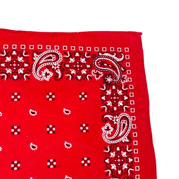 Vintage Red Paisley Bandana 80s fast color bandan… - image 8