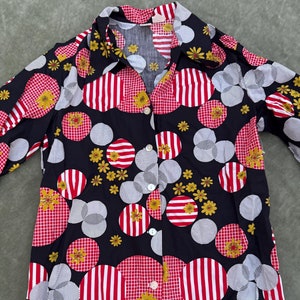 Vintage 60s Psychedelic Blouse: Rayon Cotton Flower Power Top