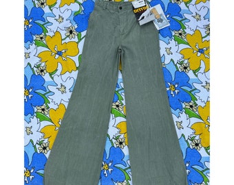 Vintage anni '70 Dittos 26 / denim verde Dittos / pantaloni jeans a vita alta, stock morto con etichette originali DITTOS vintage anni '70 svasati cotone 26"