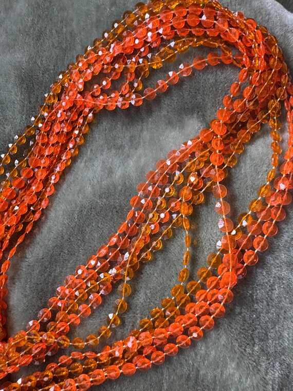 Vintage 60s Mod Orange Plastic Beaded Necklace: M… - image 13