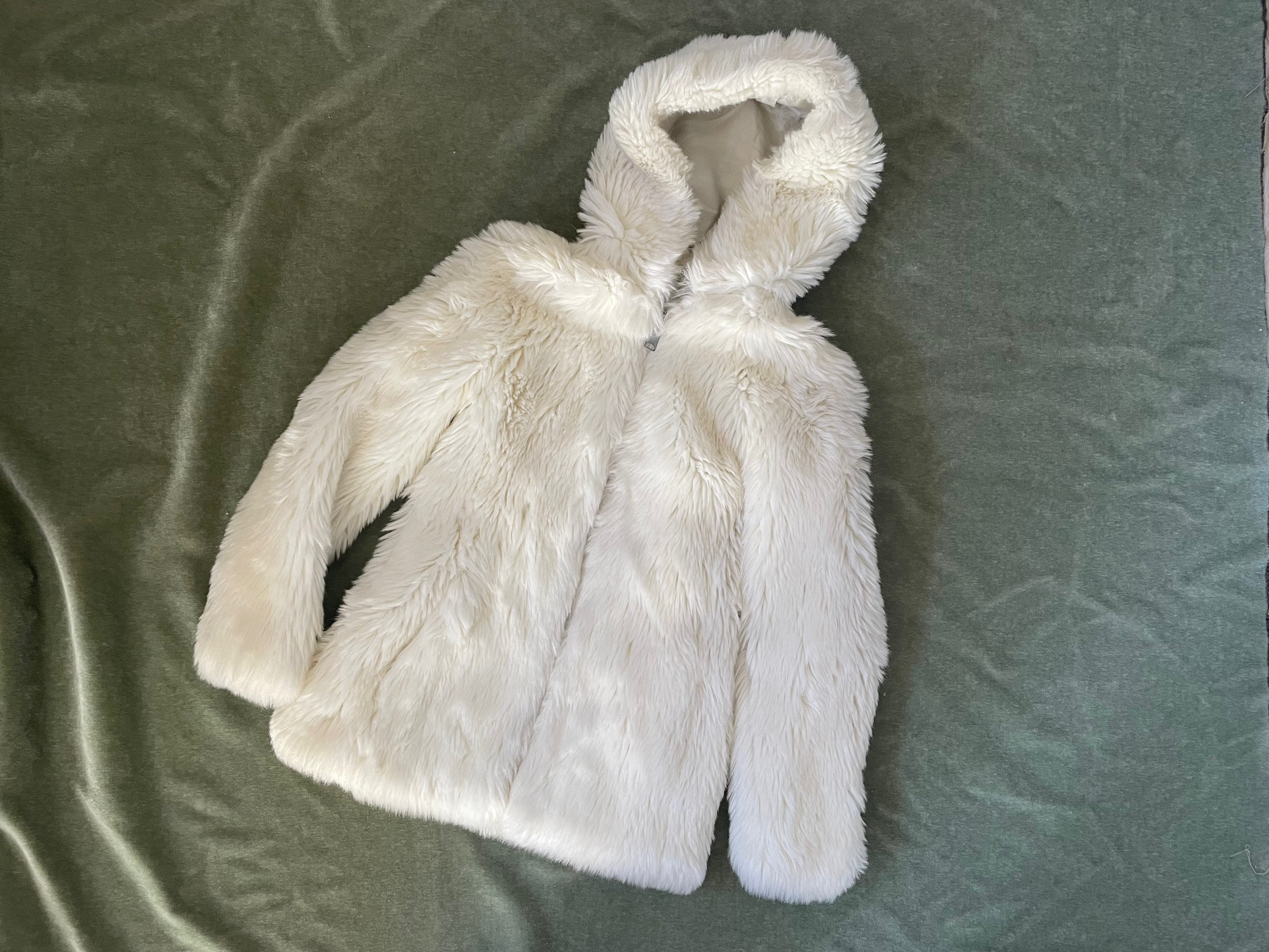 Cozy white faux fur Hoodie with LV inspired multi-color Monograms