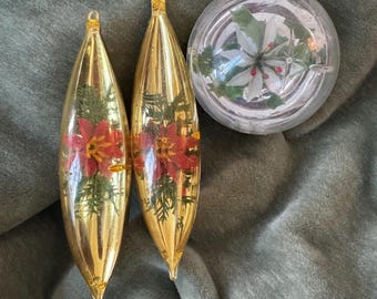 Vintage Jewel Brite Christmas Ornaments, Diorama ornaments set of 3