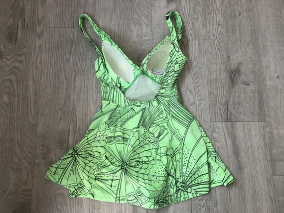 Vintage 60s Catalina Swimsuit: Green Butterfly Print, XXS-XS